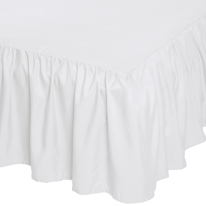 Basics Lightweight Ruffled Bed Skirt, Classic Style, Soft and Stylish 100% Microfiber With 16" Drop, Queen, Bright White, Solid