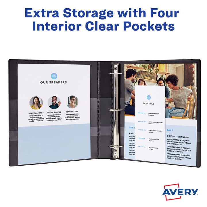 Avery Durable Clear View 3 Ring Binders, 1 Inch EZD Rings, 1 Black Binder (09300) 1" 1 pack