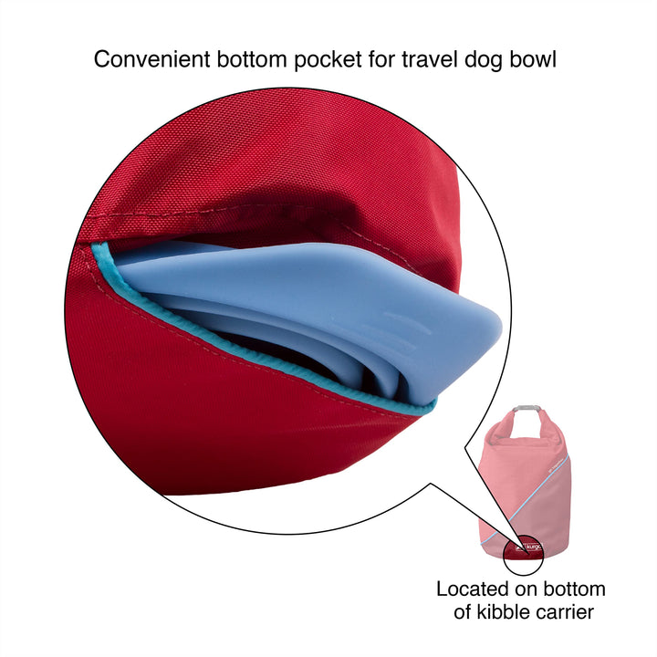 Kurgo Kibble Carrier for Dogs, Dog Food Travel Bag, Pet Food Travel Storage Container, Dog Travel Accessories for Camping, Easy to Clean, PVC Free, Foldable, Holds 5 Pounds (Navy Blue) Navy