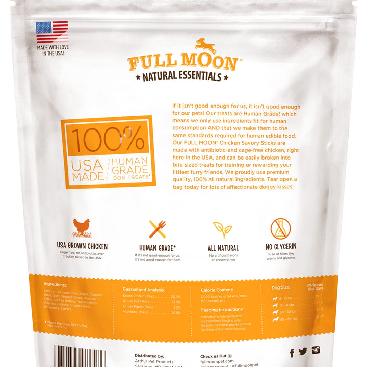 Full Moon All Natural Human Grade Dog Treats, Essential Chicken Savory Sticks, 24 Ounce 1.5 Pound (Pack of 1)