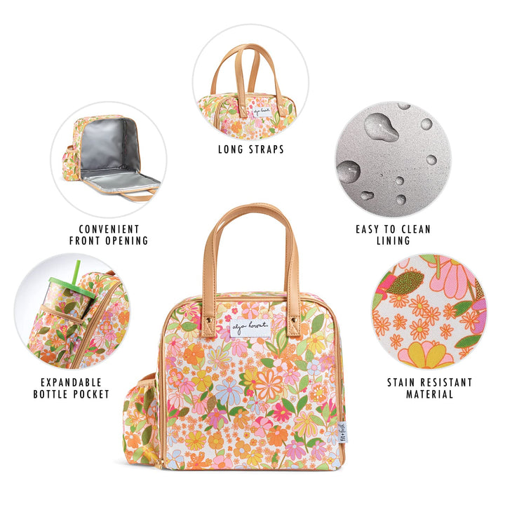 Fit & Fresh Lunch Bag For Women, Insulated Womens Lunch Bag For Work, Leakproof & Stain-Resistant Large Lunch Box For Women With Containers, Tumbler & Ice Pack Zipper Closure Wichita Bag Groovy Floral