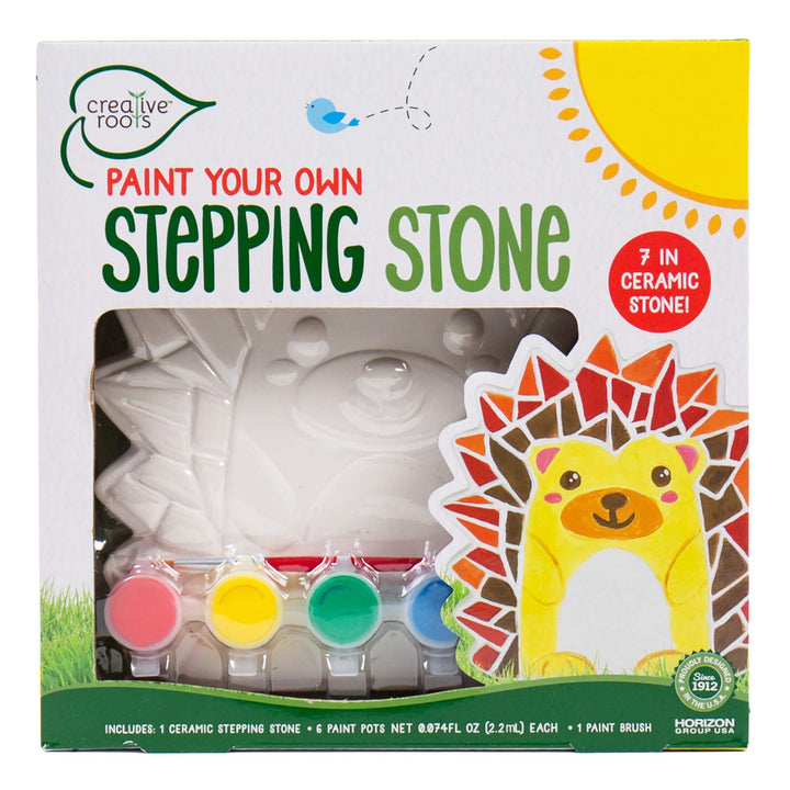 Creative Roots Mosaic Flower Garden Stepping Stone Kit, Includes 7-Inch Ceramic Stone & 6 Vibrant Paints, DIY Stepping Stone Kit for Kids Ages 6+