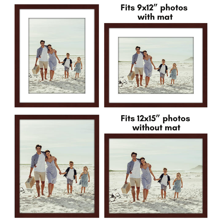 Americanflat 12x16 Picture Frame with Polished Plexiglass - Set of 5 - Use as 8.5x11 Frame with Mat or 12x16 Frame Without Mat - Galleria Collection - Gallery Wall Frame Set for Wall Display - White