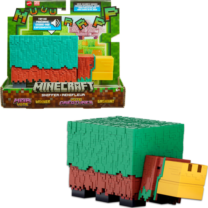 Mattel Minecraft Sniffer Action Figure, 3.25-inch Scale with Game-Accurate Sounds & Pixelated Design