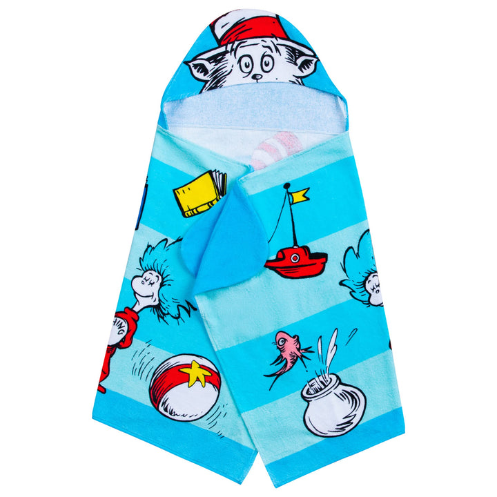 Dr. Seuss Cat In The Hat Bath/Pool/Beach Soft Cotton Terry Hooded Towel Wrap, 24 in x 50 in, By Franco Kids