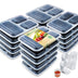 Enther 36oz Meal Prep Containers 20 Pack 3 Compartment with Removable Insert Tray 2 Tier Food Storage Bento Box with Lid, BPA Free Reusable Lunch Box Stackable/Microwave/Dishwasher/Freezer Safe Black 20 Pack 3 Compartment with Tray