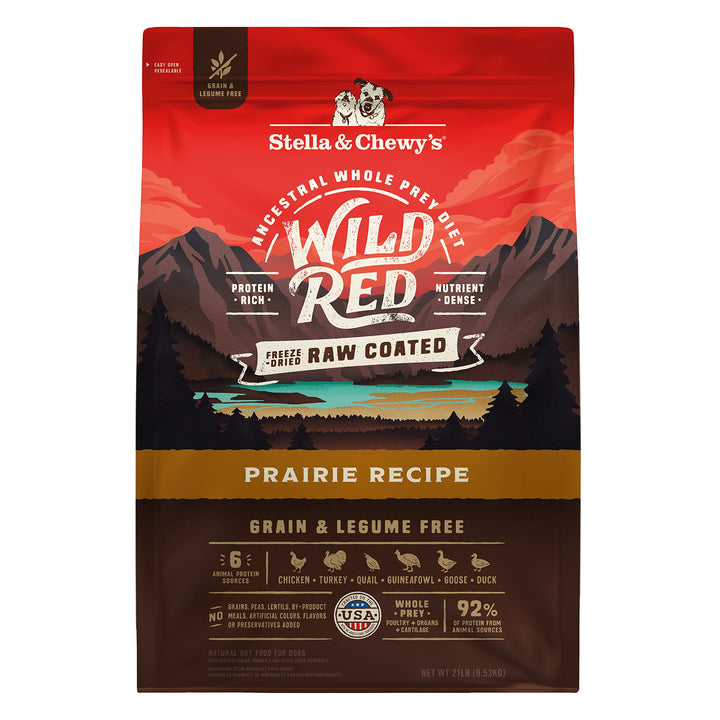 Stella & Chewy's Wild Red Dry Dog Food Raw Coated High Protein Grain & Legume Free Prairie Recipe, 21 lb. Bag 21 Pound (Pack of 1)