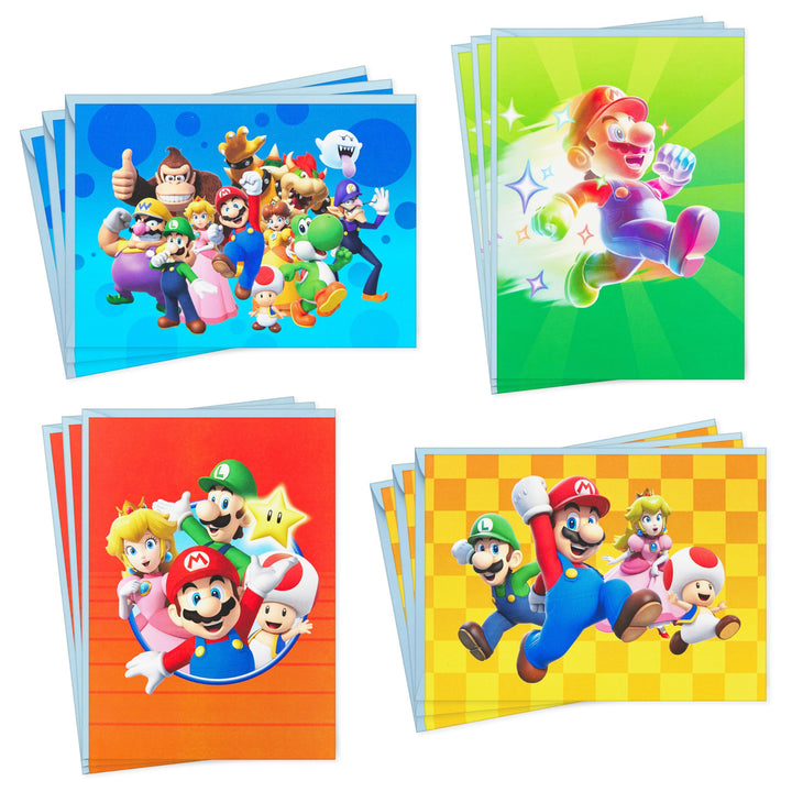 Hallmark Nintendo Super Mario Bros. Card Assortment (12 Blank Cards with Envelopes) for Birthdays, Back to School, Any Occasion Super Mario Note Assortment