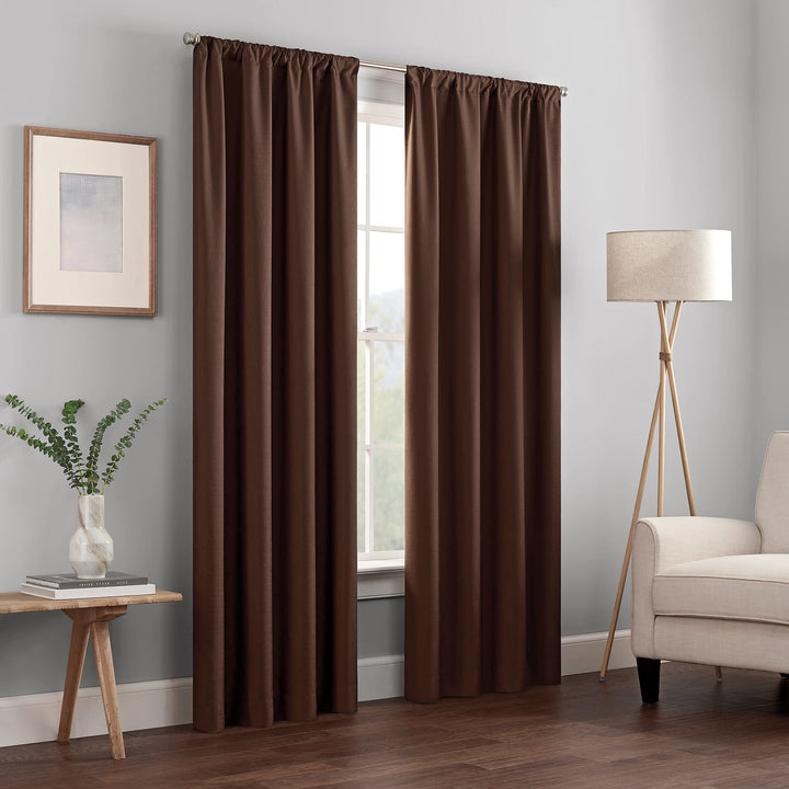 ECLIPSE Kendall Modern Blackout Thermal Rod Pocket Window Curtain for Bedroom or Living Room (1 Panel), 42 X 54, Chocolate