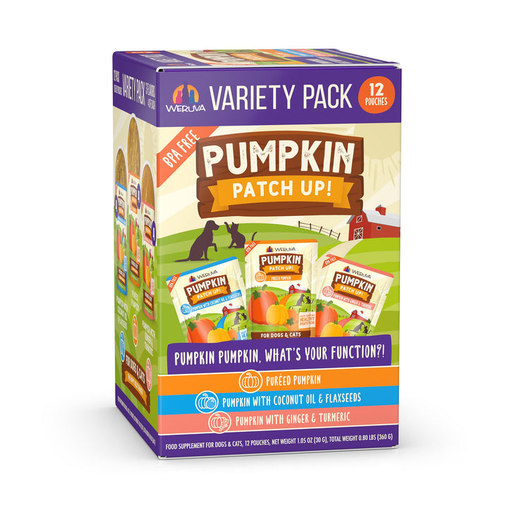 Weruva Pumpkin Patch Up!, Pumpkin Pumpkin, What's Your Function? Variety Pack for Dogs & Cats, 1.05oz Pouch (Pack of 12) 1.05 Ounce (Pack of 12)