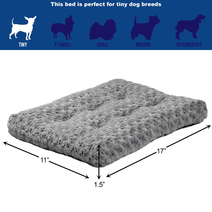 MidWest Homes for Pets Plush Pet Bed | Ombr Swirl & Cat Bed | Gray 17L x 11W x 1.5H - Inches for Toy Dog Breeds, 40618-SGB, 18-Inch