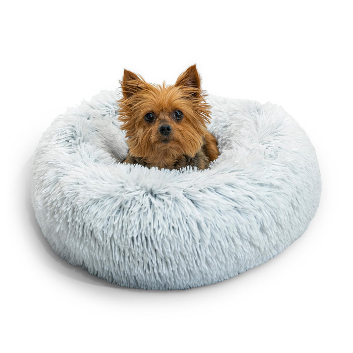 Best Friends by Sheri The Original Calming Donut Cat and Dog Bed in Shag Fur Frost, Extra Small 18" 18.0"L x 18.0"W x 7.0"Th Bed Only Shag Frost