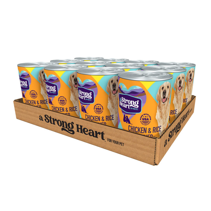 A Strong Heart Wet Dog Food, Chicken & Rice Dinner - 13.2 oz Cans (Pack of 12), Made in The USA with Real Chicken 13.2 Ounce (Pack of 12)