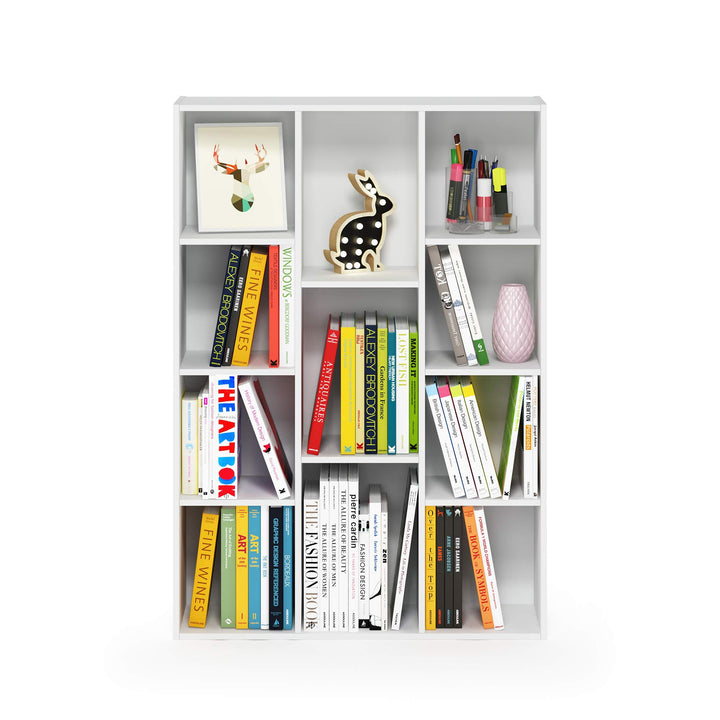 Furinno Pasir 3-Tier Open Shelf Bookcase, White/Green 11003WH/GR 3-Tier Cube