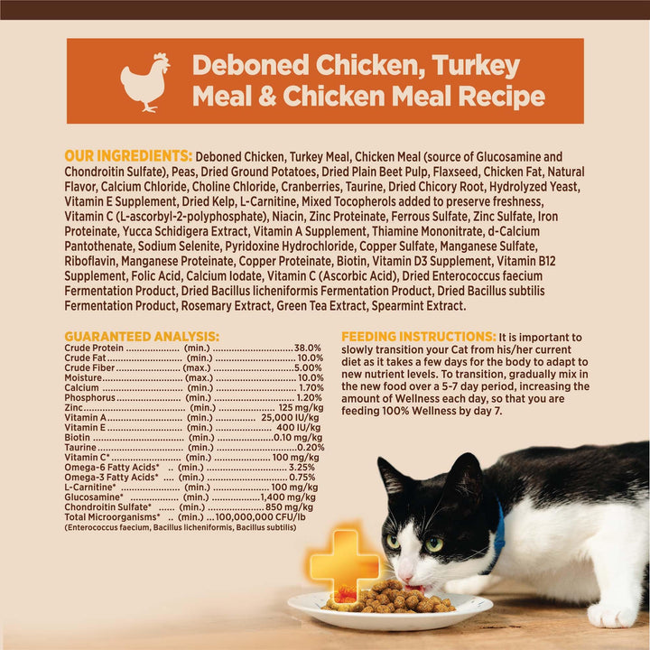 Wellness CORE Natural Grain-Free High Protein Adult Dry Cat Food Recipe, Turkey, Turkey Meal and Duck Formula, 11 Pound Bag 11 Pound (Pack of 1)