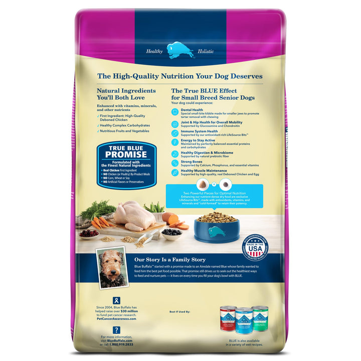 Blue Buffalo Life Protection Formula Small Breed Senior Dry Dog Food, Supports Joint Health and Immunity, Made with Natural Ingredients, Chicken & Brown Rice Recipe, 5-lb. Bag 5 Pound (Pack of 1)