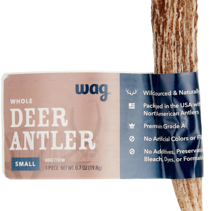 Wag Dog Deer Antler Chew, Naturally Shed. Whole, Small (Best for Dogs under 15 lbs) 4–5.5 inches 1 Count (Pack of 1)