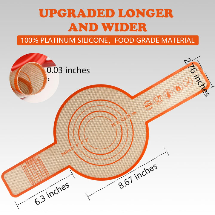 Silicone Bread Sling Dutch Oven, 2 Sets Silicone Bread Baking Mats, Food-Grade Silicone Dutch Oven Liners, Non-Stick Thick Baking Sheet Liner with Extra Long Handles for Transferable Dough Orange Silicone Bread Sling 2 Set