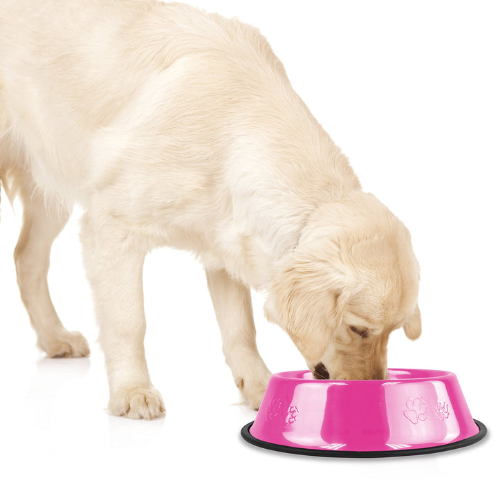 Platinum Pets Non-Tip Stainless Steel Dog Bowl, 50 Oz, Bubble Gum Pink, Large