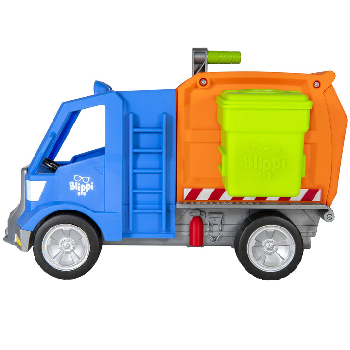 Blippi Recycling Truck - Includes Character Figure, Working Lever, 2 Trash Cubes, 2 Recycling Bins - Sing Along with Popular Catchphrases - Educational Toys for Kids - Exclusive