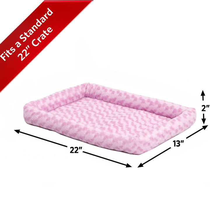 MidWest Homes for Pets Bolster Dog Bed 22L-Inch Pink Dog Bed or Cat Bed w/ Comfortable Bolster | Ideal for XS Dog Breeds & Fits a 22-Inch Dog Crate | Easy Maintenance Machine Wash & Dry