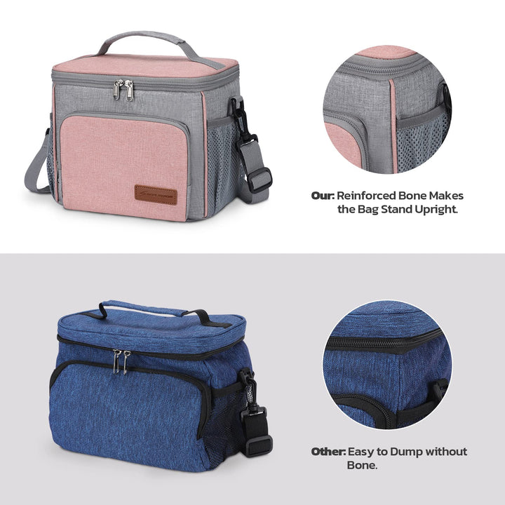 Maelstrom Lunch Box for Men,Insulated Lunch Bag Women/Men,Leakproof Lunch Cooler Bag, Lunch Tote Bag 4.New Single Layer - Pink 4.New Single-Layer (8L/12cans)