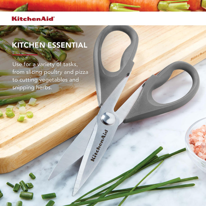 KitchenAid All Purpose Kitchen Shears with Protective Sheath for Everyday use, Dishwasher Safe Stainless Steel Scissors with Comfort Grip, 8.72-Inch, Gray 8.72 Inch