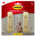 Command Large Wall Hooks, Damage Free Hanging Wall Hooks with Adhesive Strips, No Tools Double Wall Hooks for Hanging Decorations in Living Spaces, 2 Satin Brass Plastic Hooks and 2 Command Strips