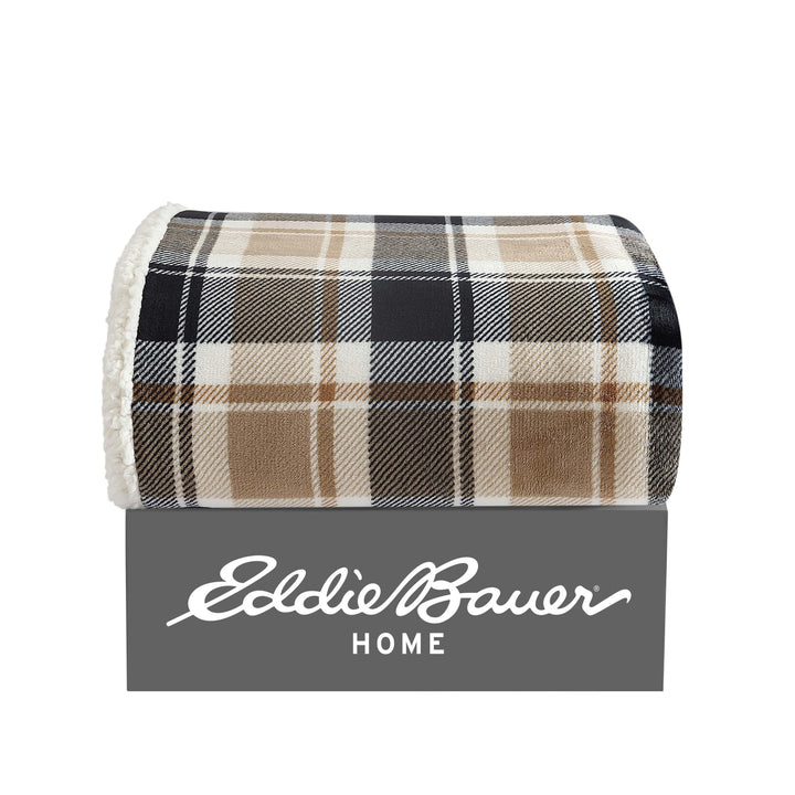 Eddie Bauer - Throw Blanket, Super Soft Reversible Sherpa Fleece Bedding, Ideal Christmas & White Elephant Gifts, Cozy Plaid Throw Blankets for Couch (Elk Stance Grey, Throw) Elk Stance Grey/White Animal