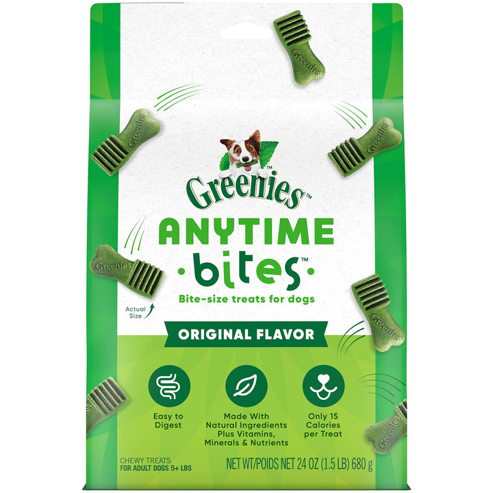 Greenies Anytime Bites Dog Treats, Original Flavor, 24 oz. Bag, 1.5 Pound (Pack of 1) 1.5 Pound (Pack of 1)