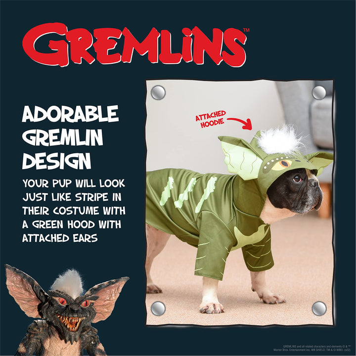 Warner Bros Horror WB: Gremlins Halloween Costume for Dogs with Hood – Size Large | Cute Pet Costumes, Scary Costumes for Dogs| Officially Licensed Gremlins Pet Products, Green (FF23213)