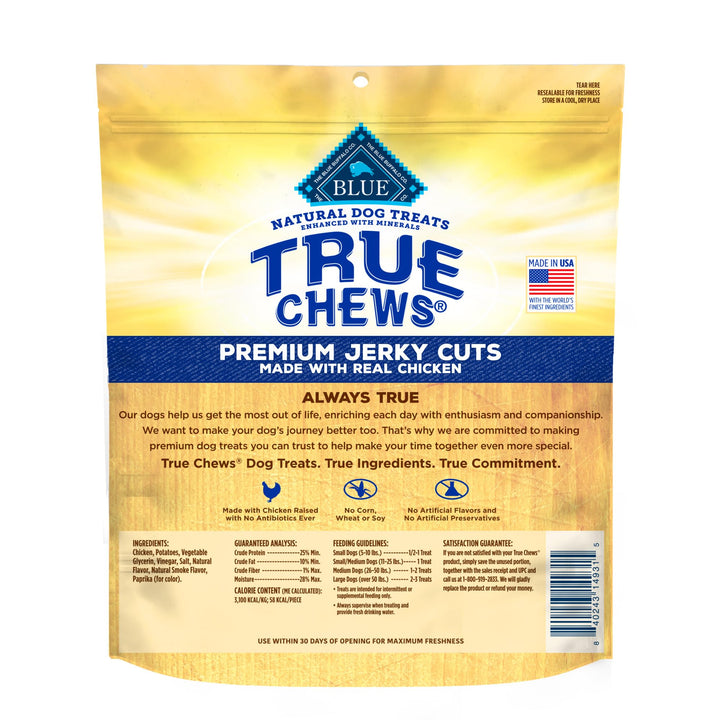 Blue Buffalo True Chews Premium Jerky Cuts Dog Treats, Made in the USA with Natural Ingredients, Chicken, 22-oz. Bag 1.38 Pound (Pack of 1)