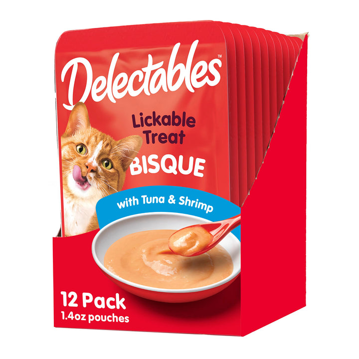 Delectables Bisque Lickable Wet Cat Treats - Tuna & Shrimp - 12 Pack