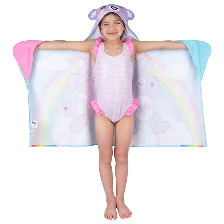 Care Bears Bath/Pool/Beach Soft Cotton Terry Hooded Towel Wrap, 24 in x 50 in, By Franco Kids Care Bears