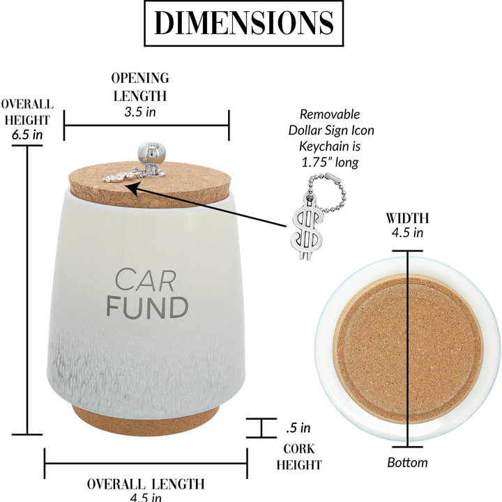 Pavilion - Car Fund 6.5-inch Unique Ceramic Piggy Bank Savings Bank Money Jar with Cork Base and Cork Lid, Ombre Gray 78607