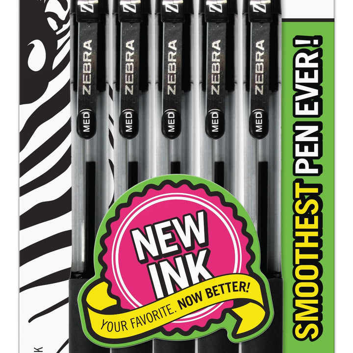 Zebra Pen Z-Grip Retractable Ballpoint Pen, Medium Point, 1.0mm, Black Ink - 5 Pieces (22215)