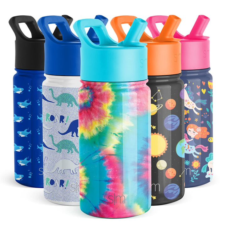 Simple Modern Kids Water Bottle with Straw Lid | Insulated Stainless Steel Reusable Tumbler for Toddlers, Girls | Summit Collection | 14oz, Tie-Dye -Tie-Dye