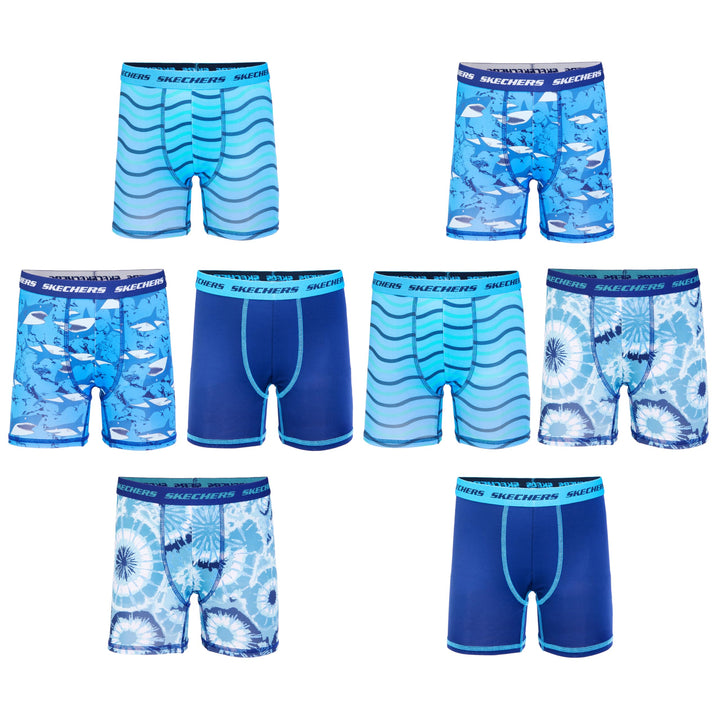 Skechers Boys'  Exclusive 8pk Athletic Boxer Briefs with Unique Prints in Sizes 2/3t, 4, 6, 8 and 10 2-3T 8-pack Sharks Bxrbr