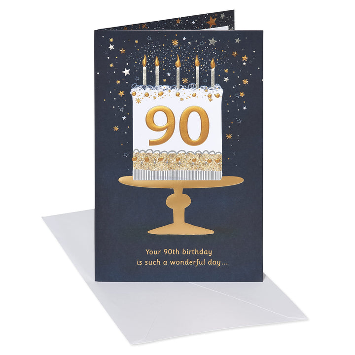 American Greetings 90th Birthday Card (Such A Wonderful Day) Cake w Candles