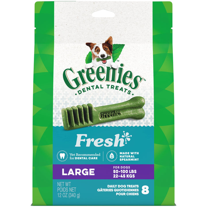 Greenies Large Natural Dental Care Dog Treats Fresh Flavor, 12 oz. Pack (8 Treats) 12 Ounce (Pack of 1)