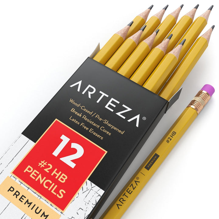 ARTEZA HB Pencils #2, Pack of 48, Wood-Cased Graphite Pencils in Bulk, Pre-Sharpened, with Latex-Free Erasers, Office & Back to School Supplies for Exams and Classrooms 1 Count (Pack of 48)