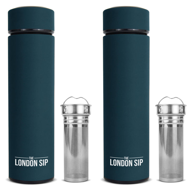 London Sip Multi-Purpose Travel Mug and Tumbler Fruit Infused Flask Hot and Cold Double Wall Stainless Steel Thermos with Extra-Long Infuser, Sacred Red 16.9 Ounces