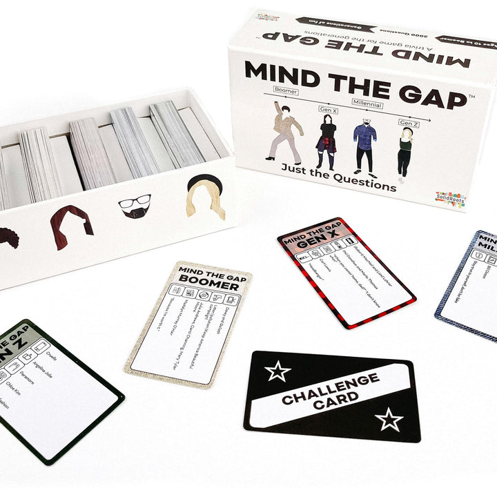 Mind The Gap Just The Questions, Expansion Pack with 1000 New Questions for All Generations + 50 New Challenge Cards