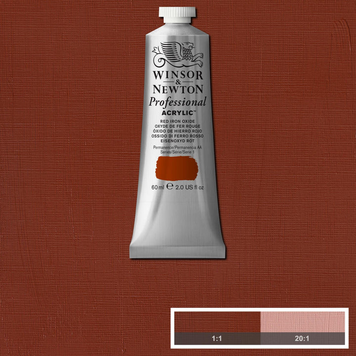 Winsor & Newton Professional Acrylic Paint, 60ml (2-oz) Tube, Red Iron Oxide 2-oz Tube