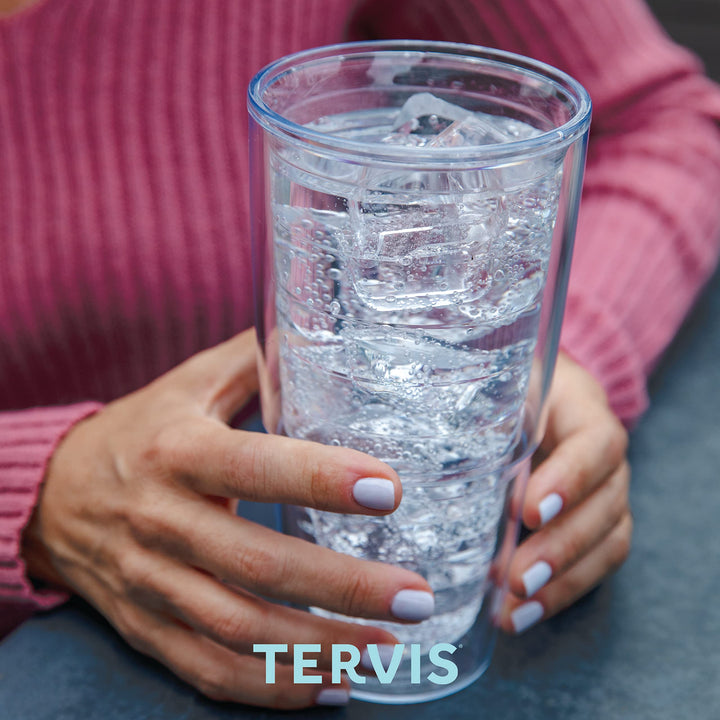 Tervis Clear & Colorful Tabletop Made in USA Double Walled Insulated Tumbler Travel Cup Keeps Drinks Cold & Hot, 24oz, Quartz