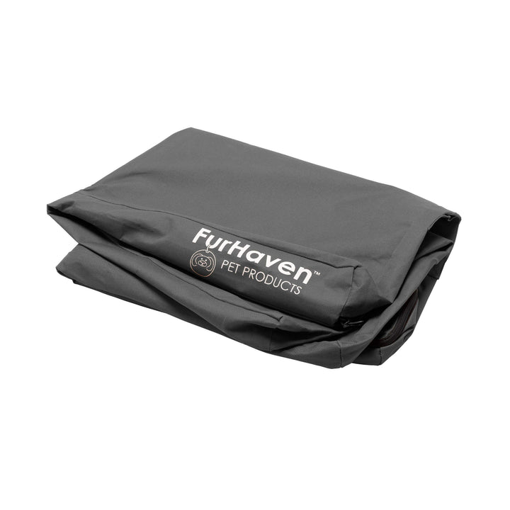 Furhaven Replacement Dog Bed Cover Water-Resistant Indoor/Outdoor Logo Print Oxford Polycanvas Mattress, Washable - Stone Gray, Large Water-Resistant Logo Print (Stone Gray) 36.0"L x 27.0"W x 0.3"Th Cover Only