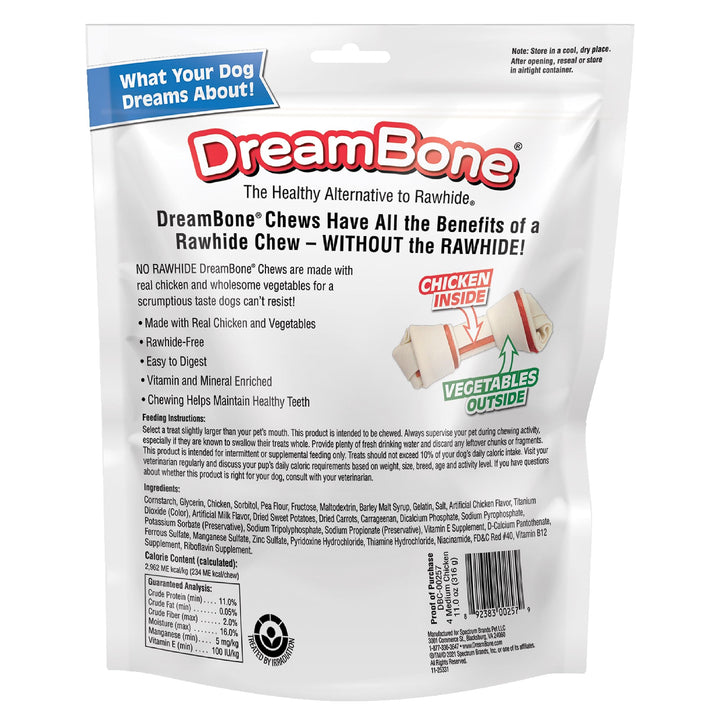 DreamBone Medium and Large Chews, Treat Your Dog to a Chew Made With Real Meat and Vegetables Chicken 11 Ounce (Pack of 1)