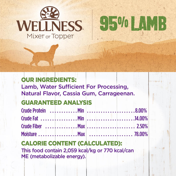 Wellness 95% Lamb Natural Wet Grain Free Canned Dog Food, 13.2-Ounce Can (Pack of 12)