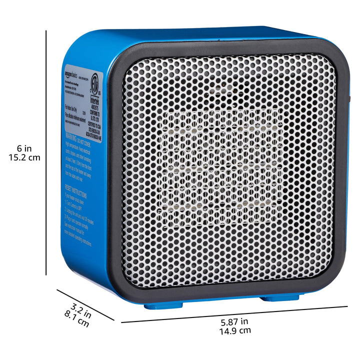 Basics 500-Watt Ceramic Small Space Personal Mini Heater - Blue