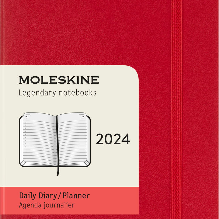 Moleskine 2024 Daily Planner, 12M, Pocket, Scarlet Red, Soft Cover (3.5 x 5.5)